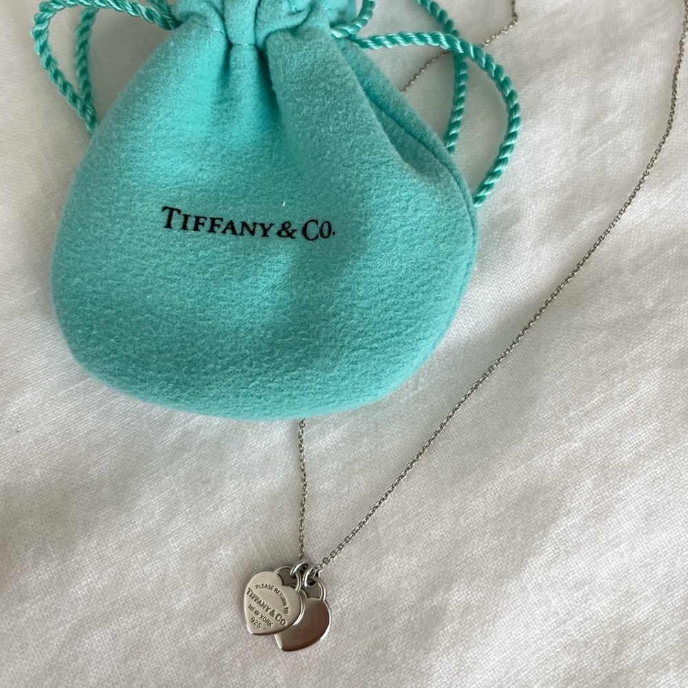 Tiffany & Co. Double Heart Tag Pendant Necklace